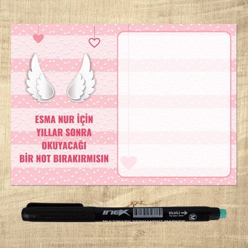 Melek Kanadı Temalı Kalemli Notluk Magnet