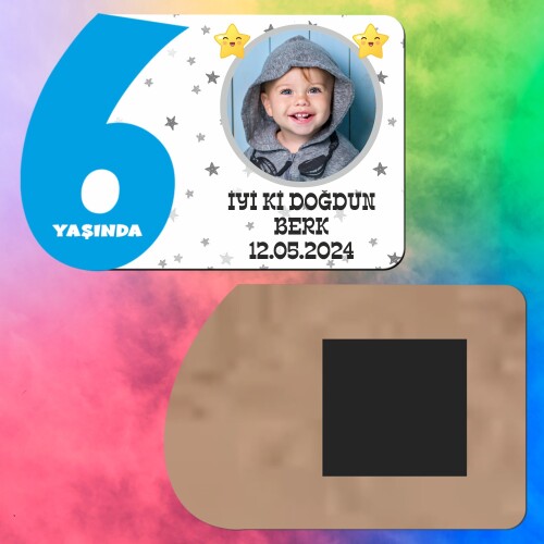 Star Temalı 6 Yaş Erkek Çocuk Ahşap Mavi Rakam Magnet
