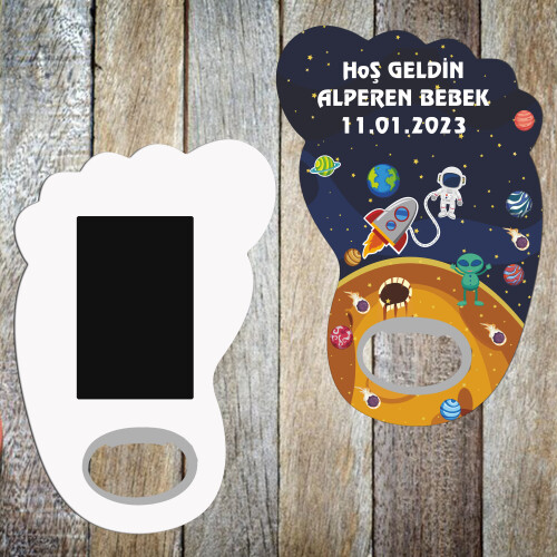Uzay Temalı Bebek Ayağı Magnet Açacak