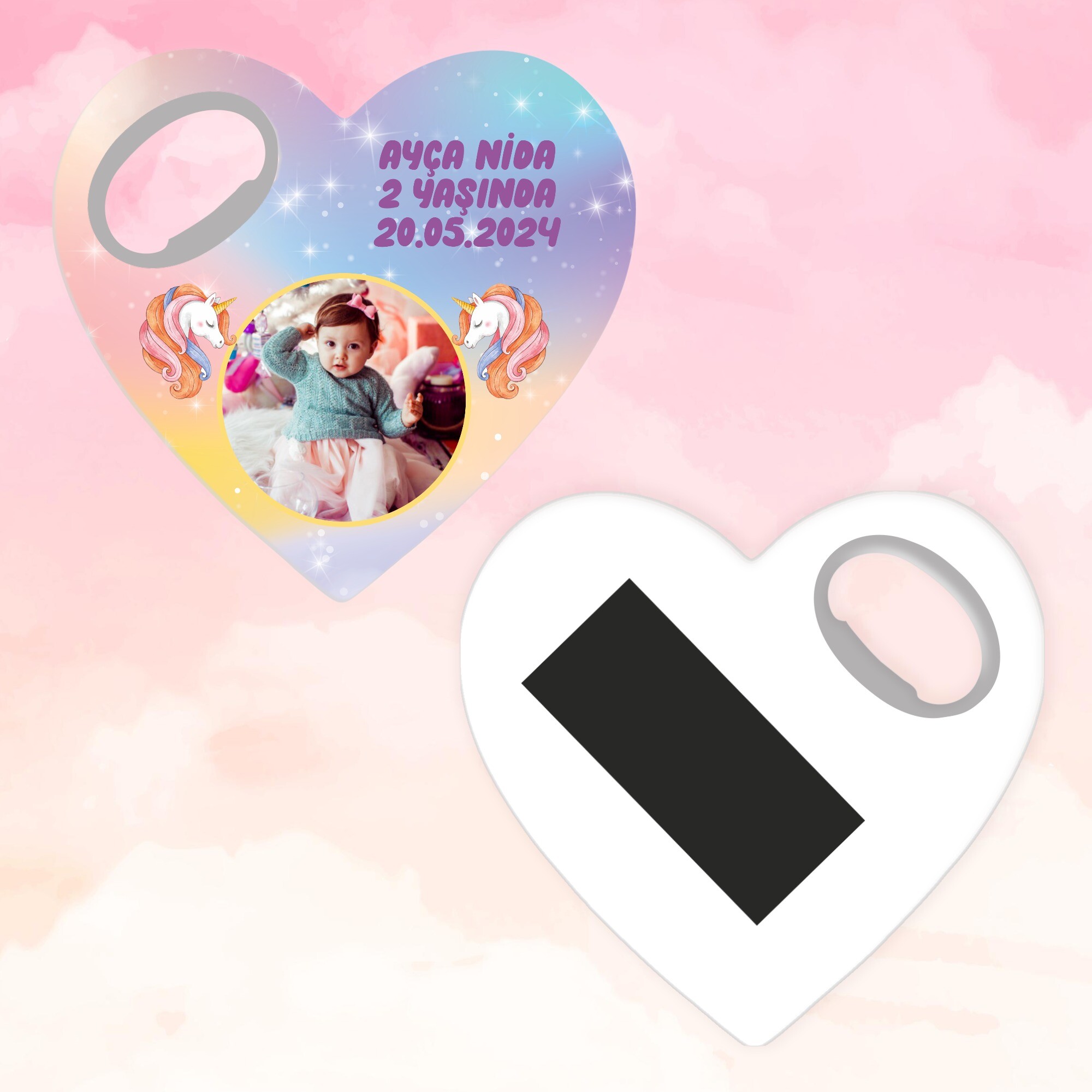 Unicorn Açacaklı Kalp Magnet