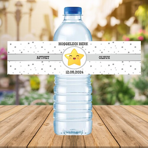Star Temalı Küçük Su Etiketi 500ML