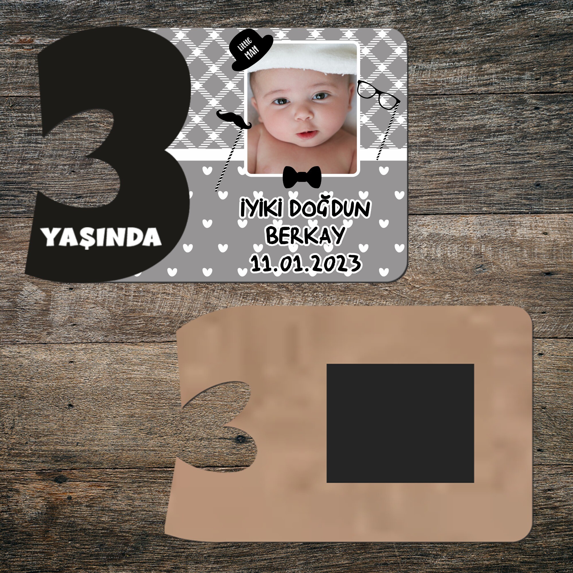 Little Man Küçük Adam 3 Rakamlı Hatıra Magnet Siyah