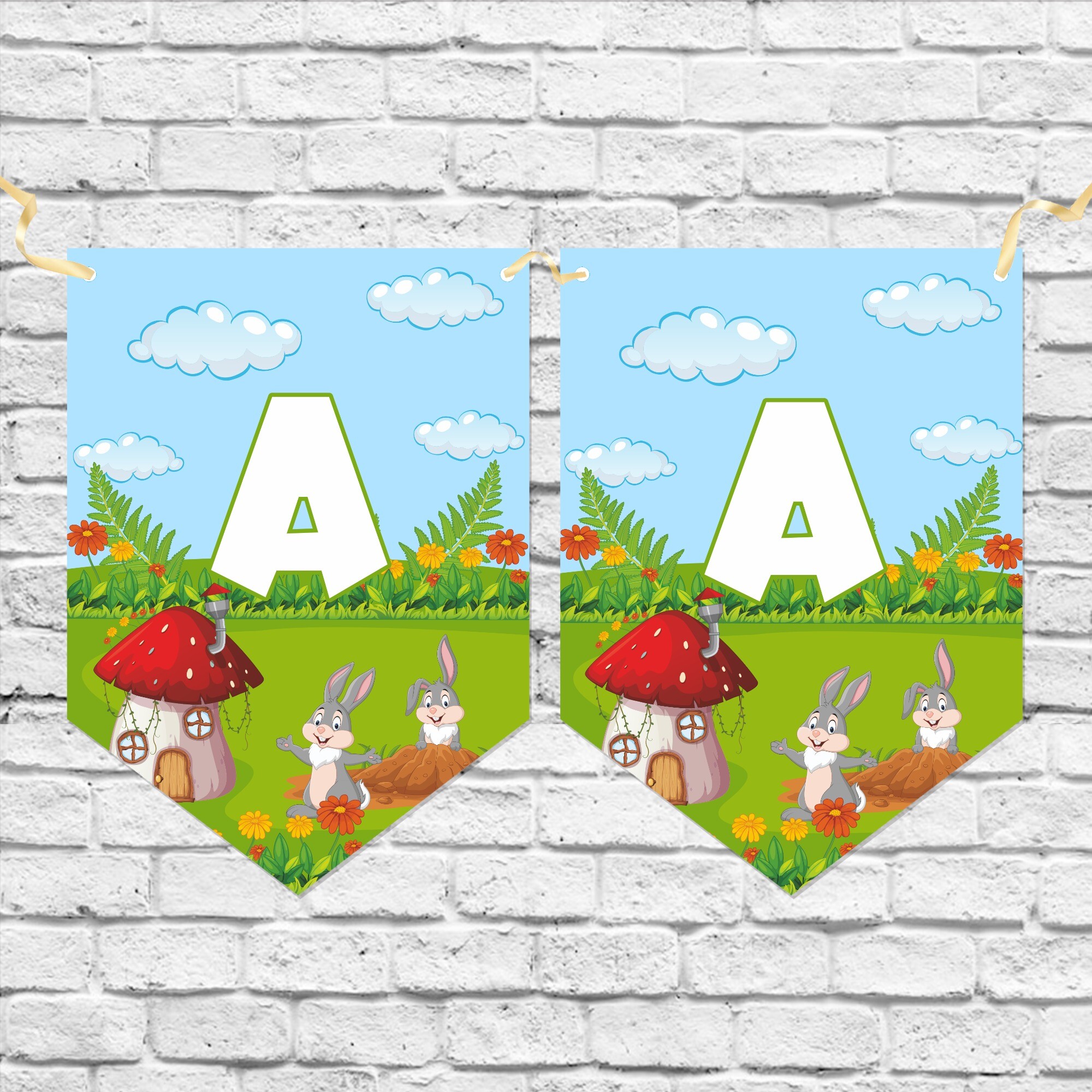 Sevimli Tavşan Harf Banner