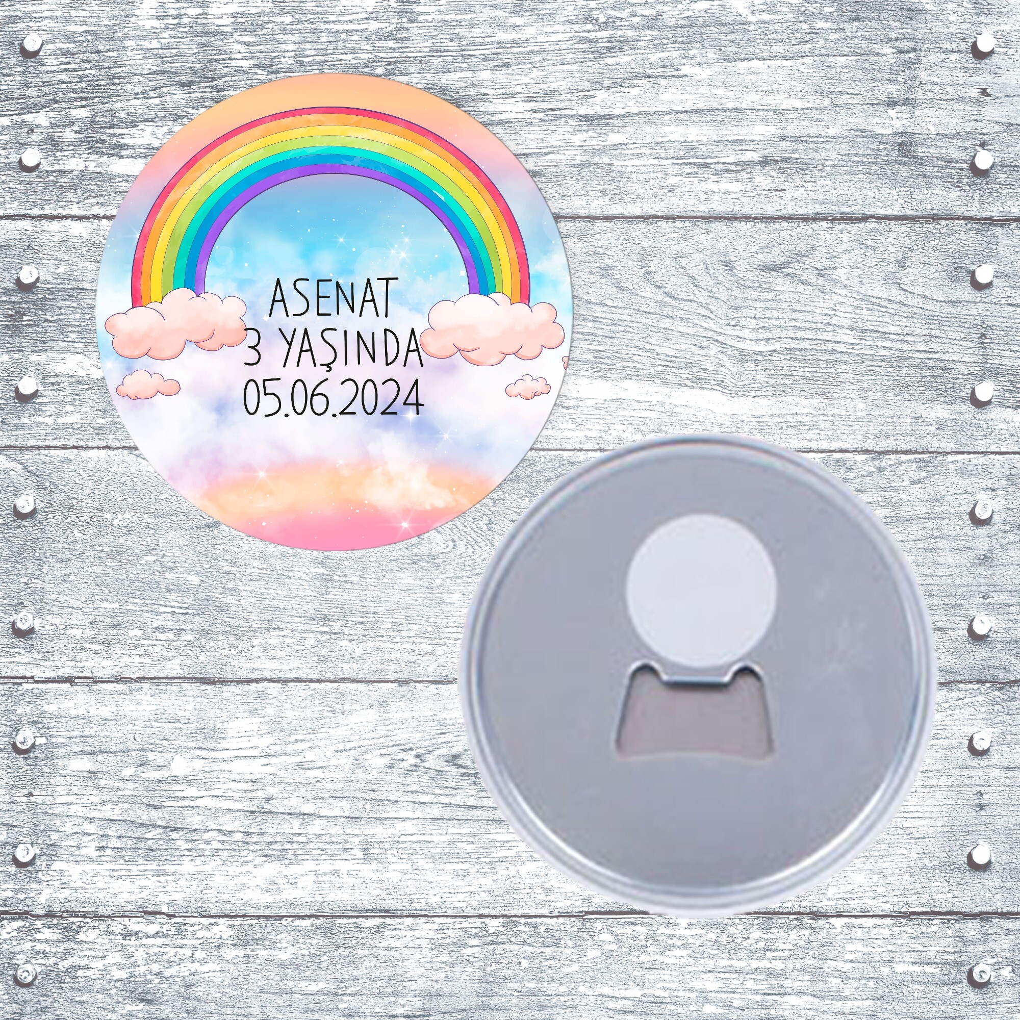 Gökkuşağı Temalı Buton Magnet Açacak