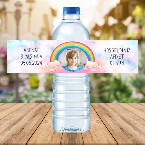 Gökkuşağı Temalı 500ML Su Sargısı Etiketi