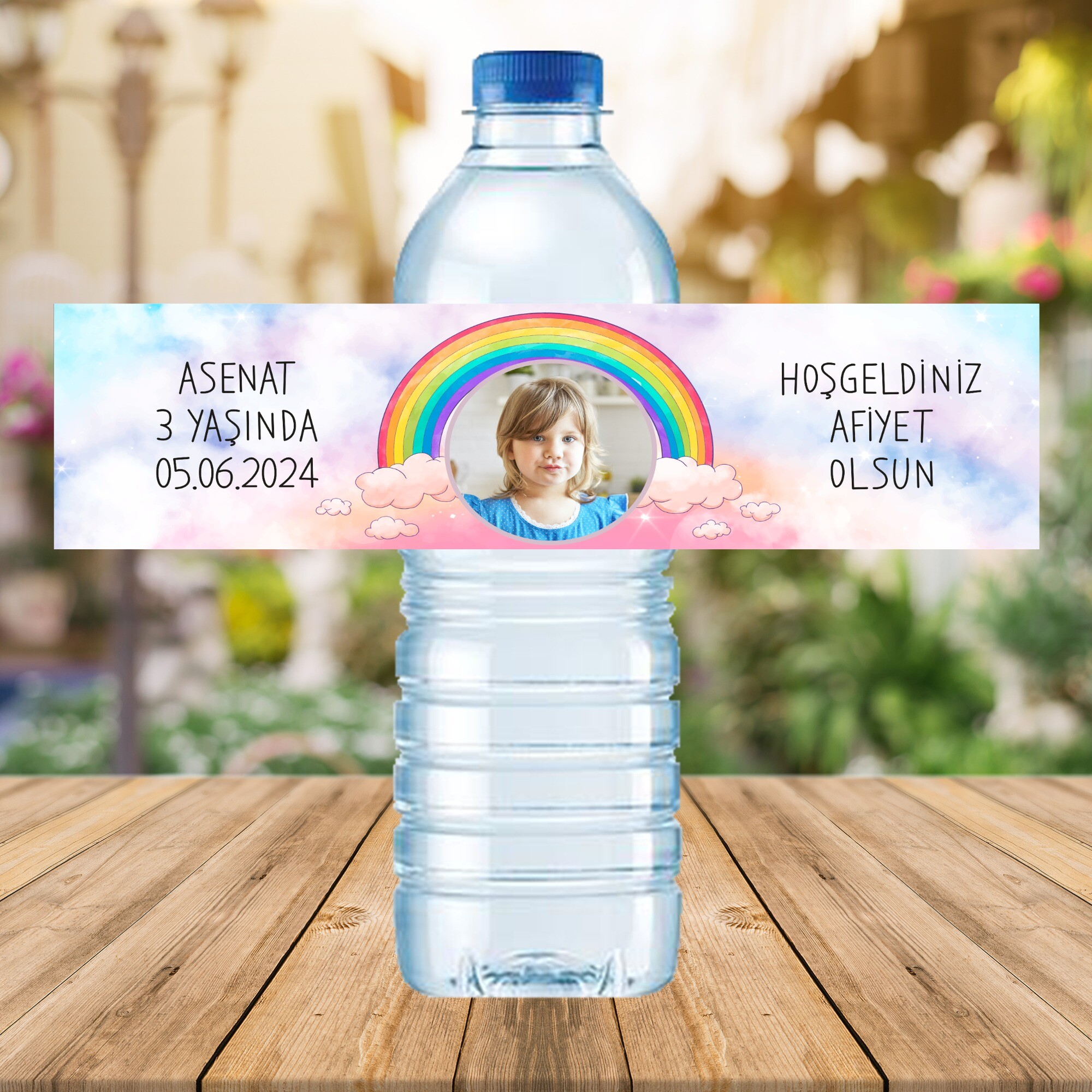 Gökkuşağı Temalı 500ML Su Sargısı Etiketi