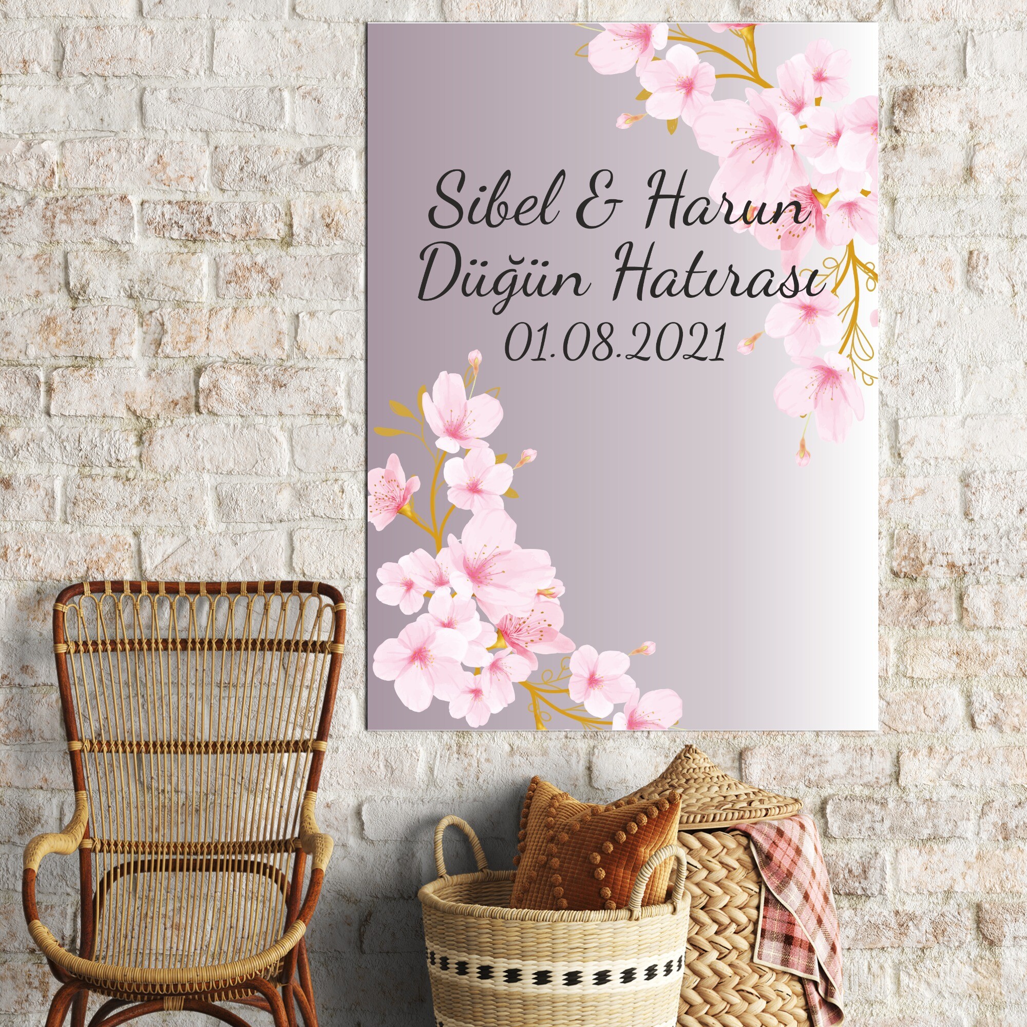 Kiraz Çiçeği Kına Düğün Karşılama Posteri