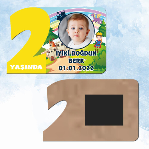 Prens Tasarım 2 Yaş Sarı Rakam Doğum Günü Magneti
