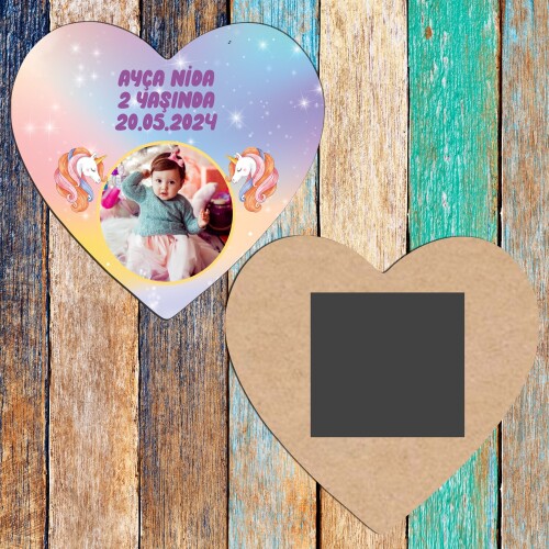 Unicorn Kalp Şeklinde Ahşap Magnet