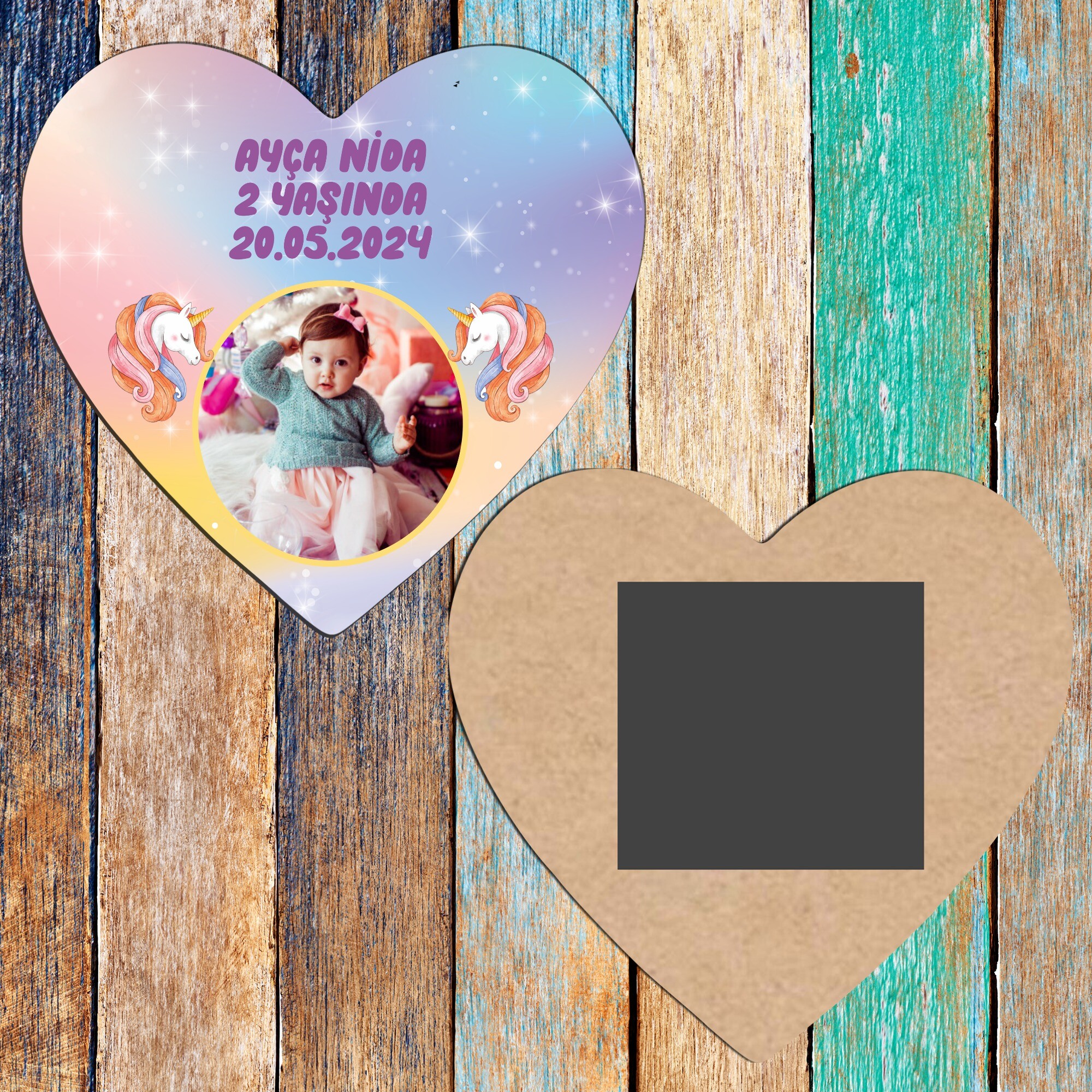 Unicorn Kalp Şeklinde Ahşap Magnet