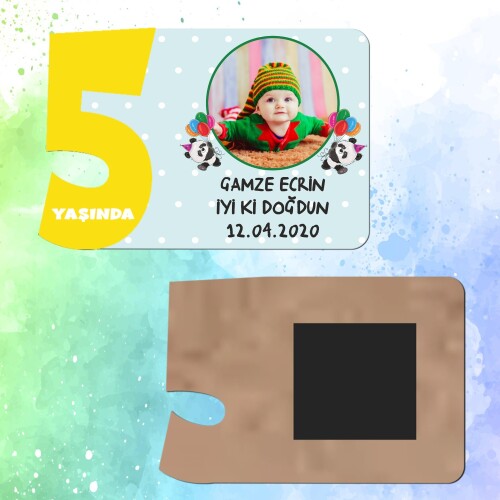 Panda Temalı 5 Yaşında Magnet Sarı Rakam