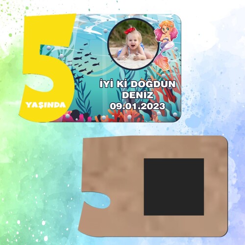 Deniz Kızı 5 Yaşında Magnet Sarı Rakam