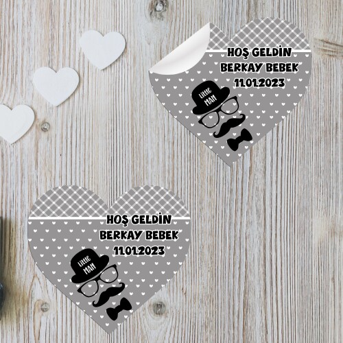 Little Man Küçük Adam Kalp Şeklinde Sticker Etiket