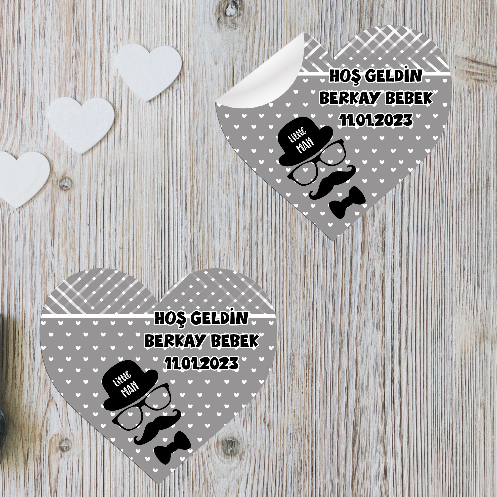 Little Man Küçük Adam Kalp Şeklinde Sticker Etiket