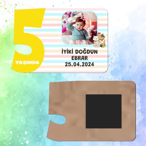 Sevimli Kediler 5 Yaşında Magnet Sarı Rakam