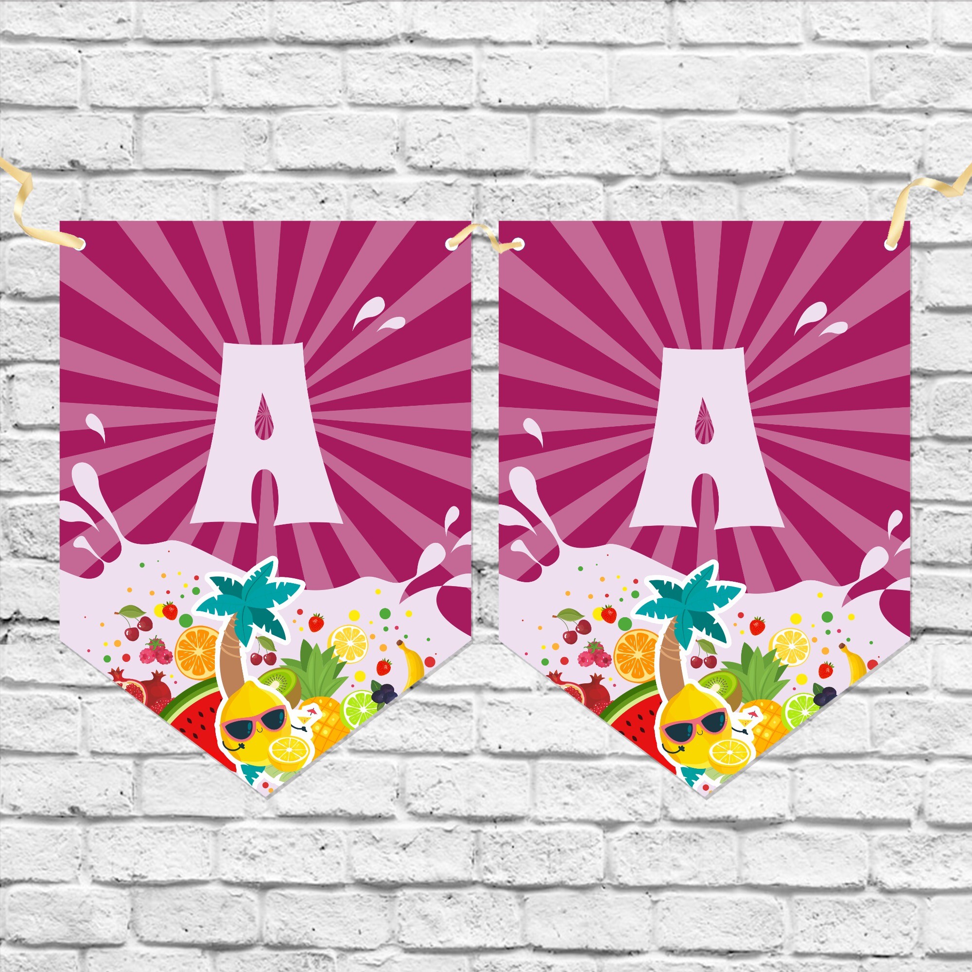 Meyveler Figürlü Harf Banner
