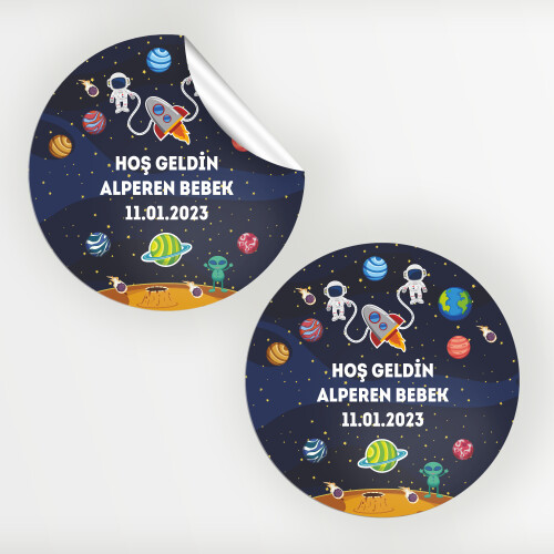 Uzay Temalı Bebek Sticker Etiket