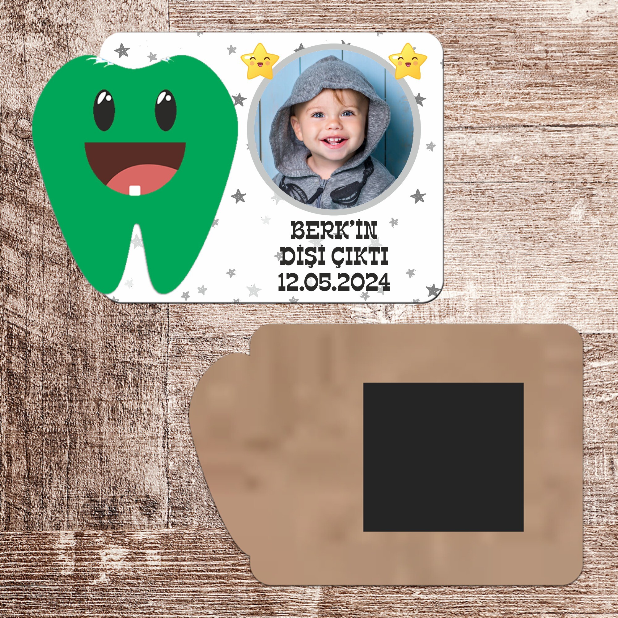 Star Temalı Artık Isırabilirim Magnet Ahşap Yeşil