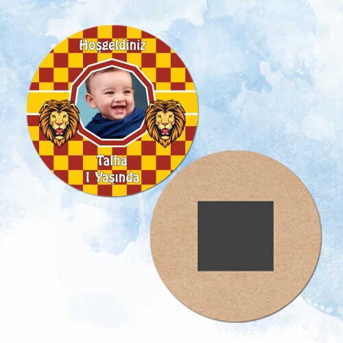 Aslan Cimbomlu Daire Ahşap Magnet