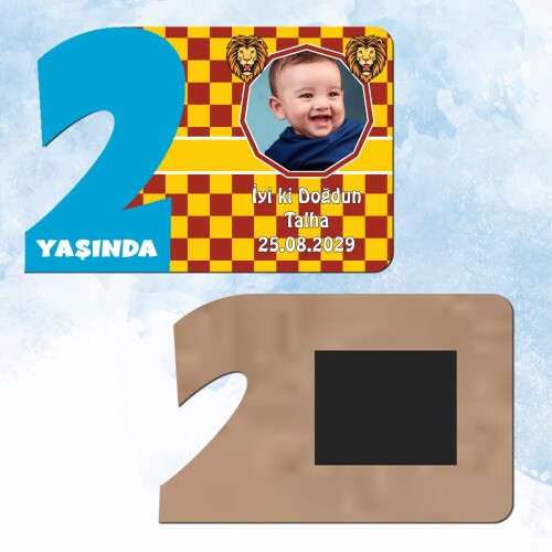Aslan Cimbomlu 2 Yaş Mavi Rakam Ahşap Magnet