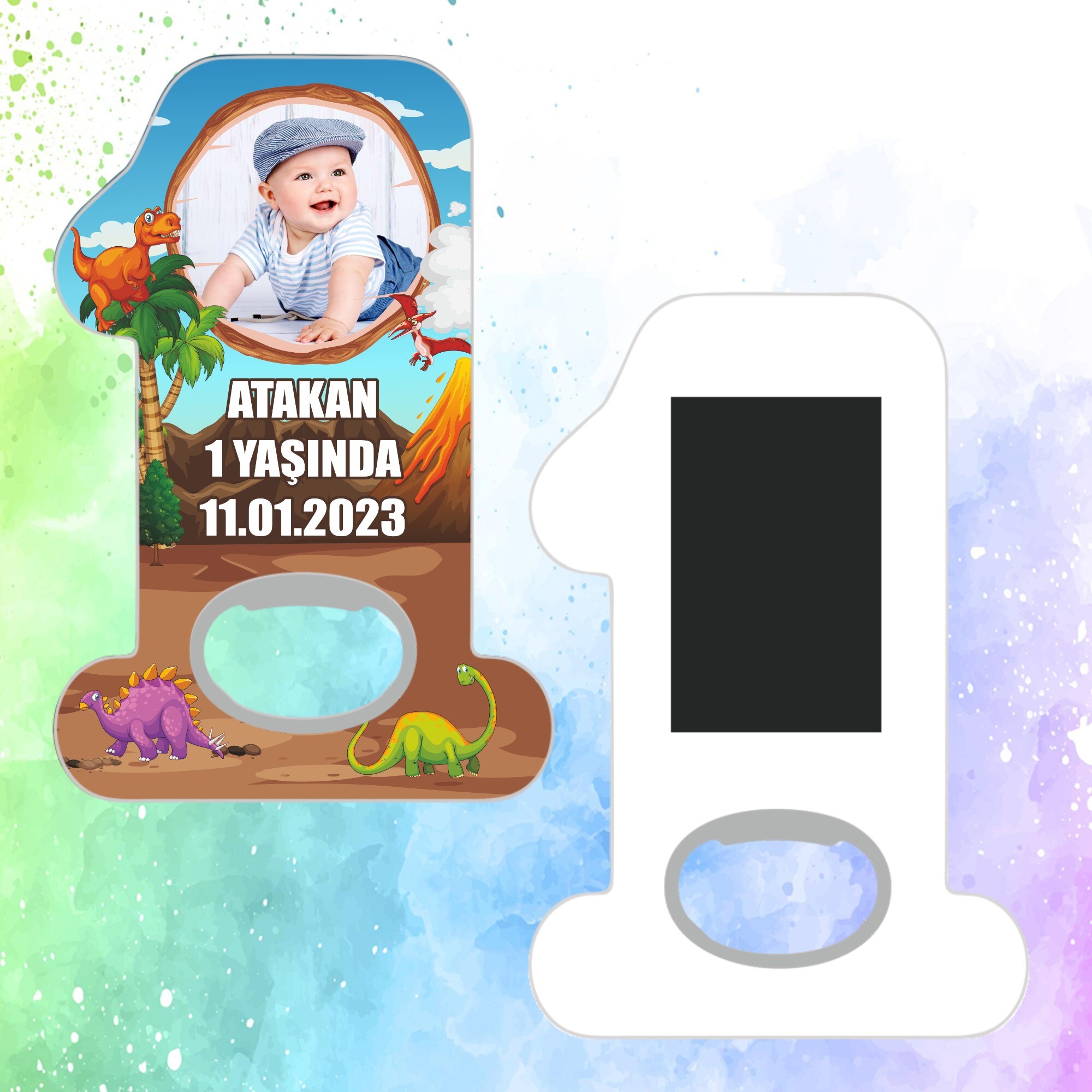 Dinazor Temalı 1 Yaş Doğum Günü Magneti