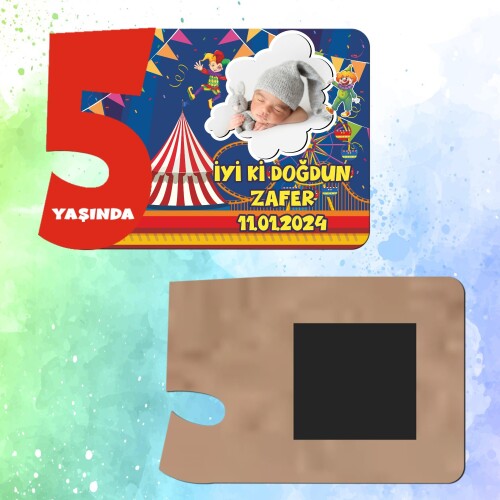 Palyaço Temalı 5 Yaş İçin Ahşap Magnet Kırmızı Model