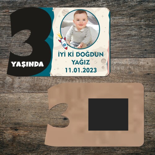 Roket Temalı 3 Rakamlı Hatıra Magnet Siyah
