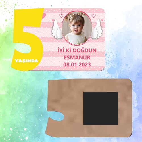 Melek Kanadı Temalı 5 Yaşında Magnet Sarı Rakam