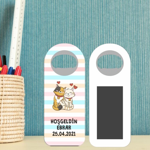 Sevimli Kediler Magnetli Oval Uzun Şişe Açacağı