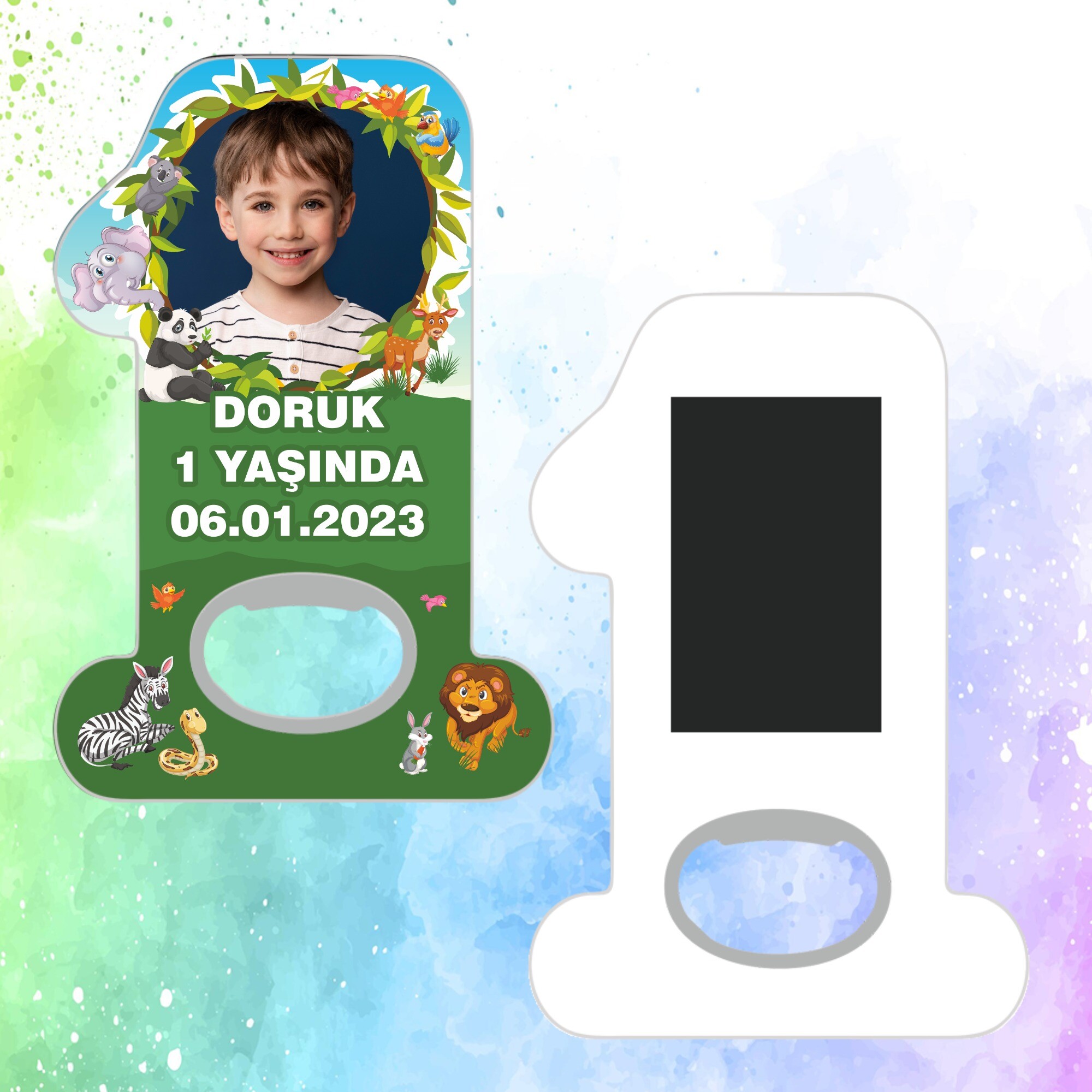Safari Temalı 1 Yaş Doğum Günü Magneti