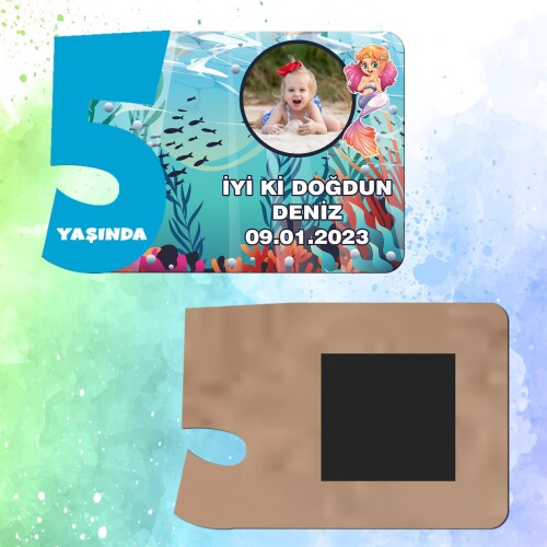 Deniz Kızı 5 Yaşında Erkek Çocuk Magnet Ahşap