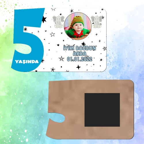 Sevimli Filli 5 Yaşında Erkek Çocuk Magnet Ahşap