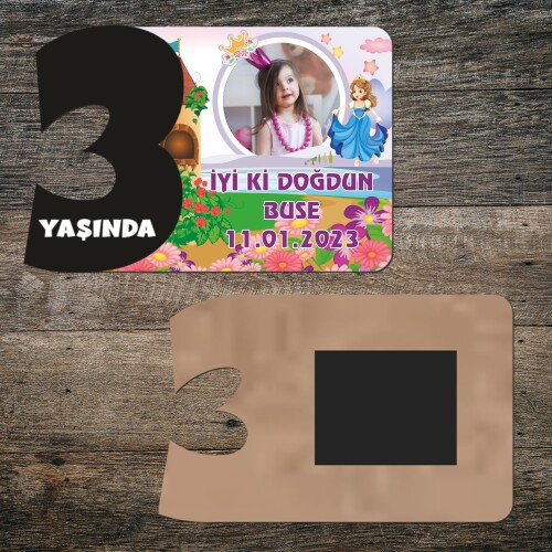 Prenses Tasarım 3 Rakamlı Hatıra Magnet Siyah