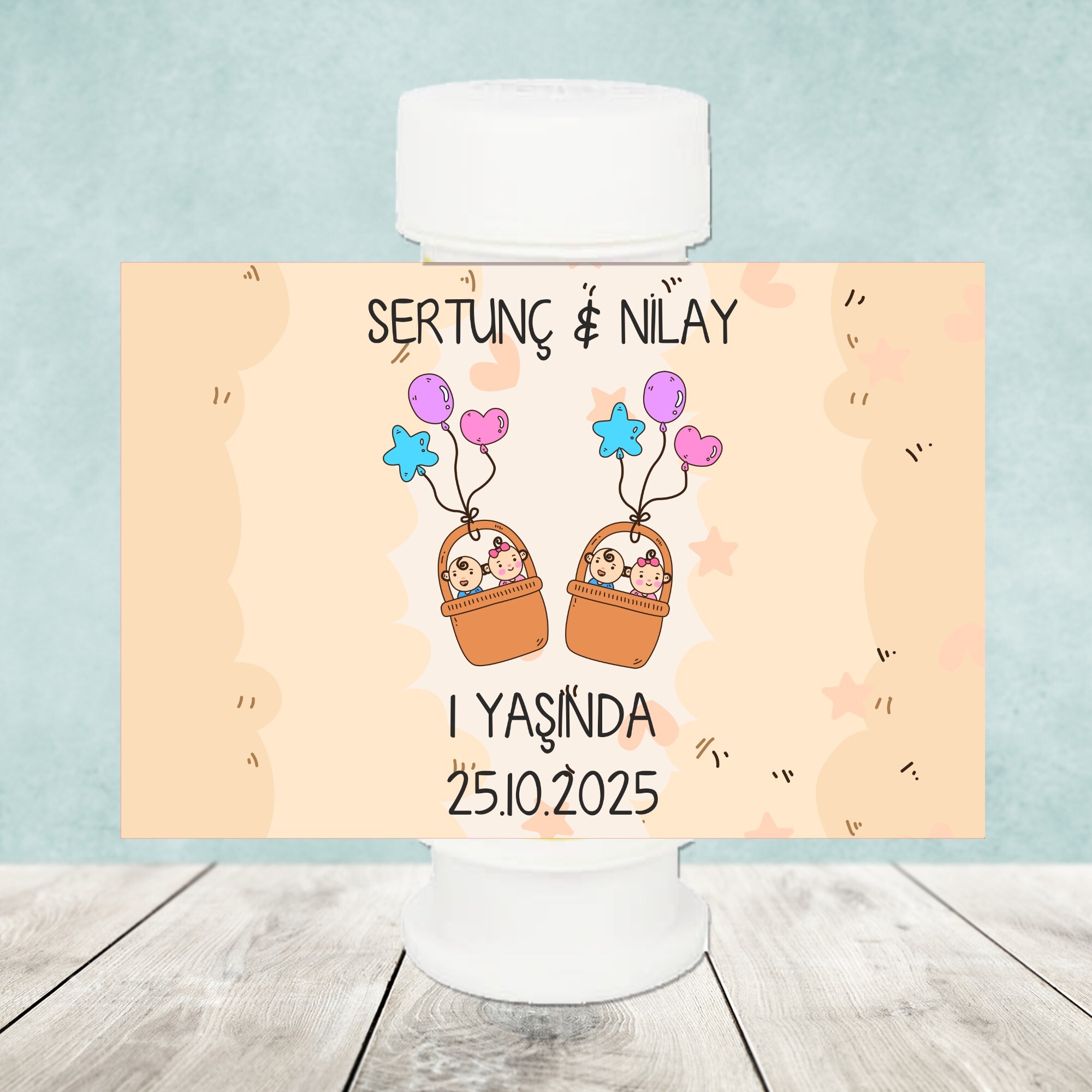 İkiz Bebek Köpük Baloncuk Stickeri
