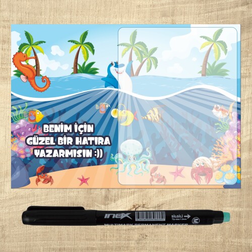 Deniz Canlıları Konsept Kalemli Notluk Magnet