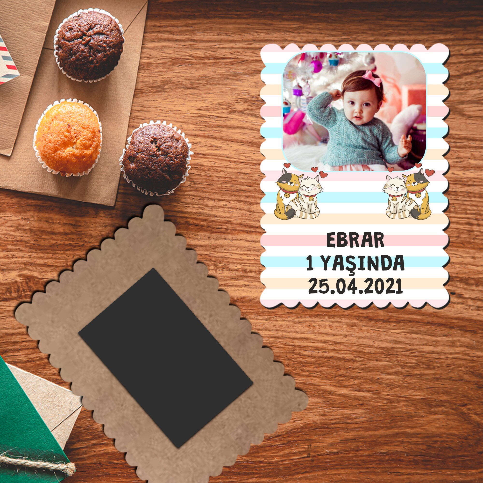 Sevimli Kediler Resimli Pötibör Ahşap Magnet