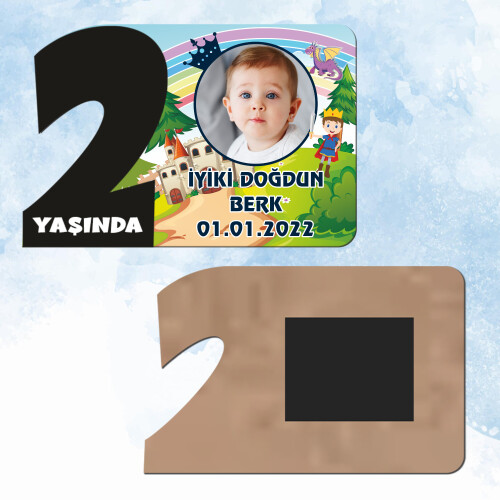 Prens Tasarım 2 Yaşında Siyah Rakam Magnet Ahşap