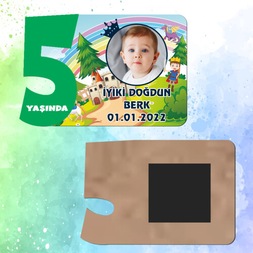 Prens Tasarım Yeşil Rakamlı Ahşap 5 Yaşında Magnet