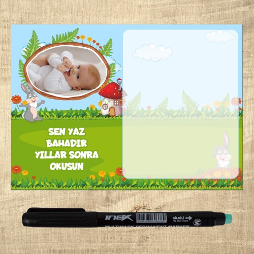 Sevimli Tavşan Kalemli Magnet Notluk