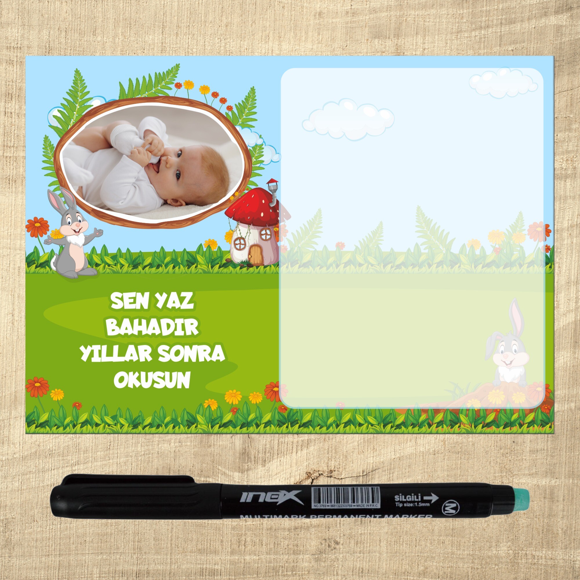 Sevimli Tavşan Kalemli Magnet Notluk