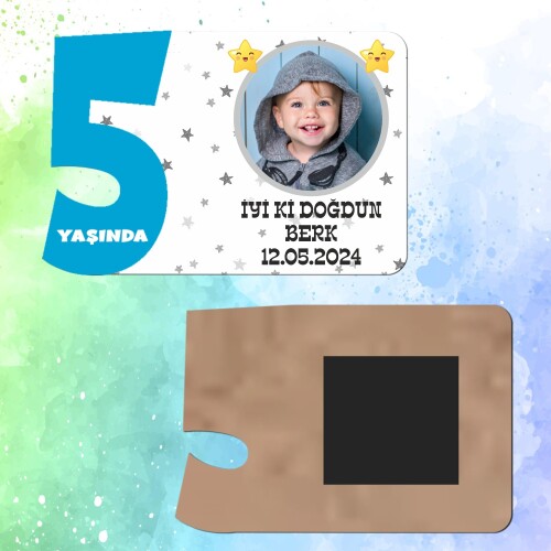 Star Temalı 5 Yaşında Erkek Çocuk Magnet Ahşap