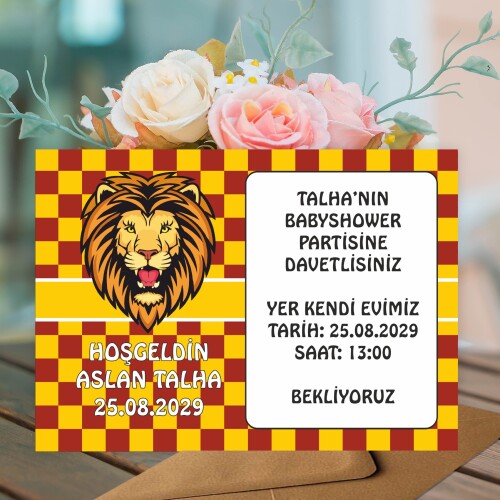 Aslan Cimbomlu Parti Davetiyesi Zarf Dahil