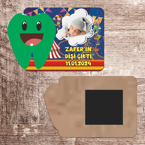 Palyaço Temalı Artık Isırabilirim Magnet Ahşap Yeşil