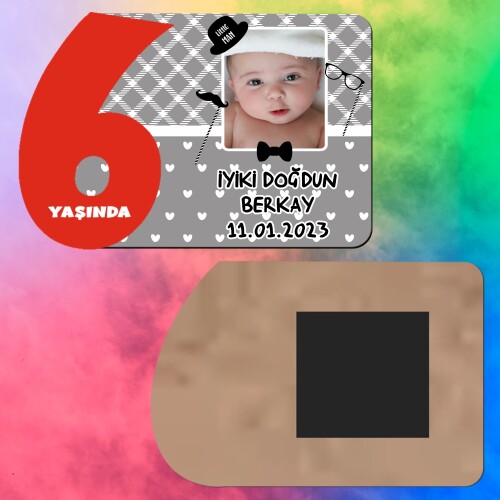 Little Man Küçük Adam 6 Yaş Kırmızı Rakamlı Ahşap Magnet