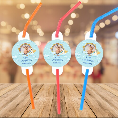 Unicornlu Doğum Günü Partisi İçecek Pipeti