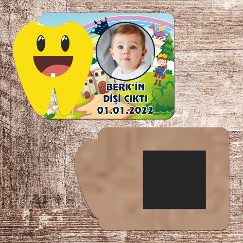 Prens Tasarım Dişim Çıktı Ahşap Magnet Sarı Diş