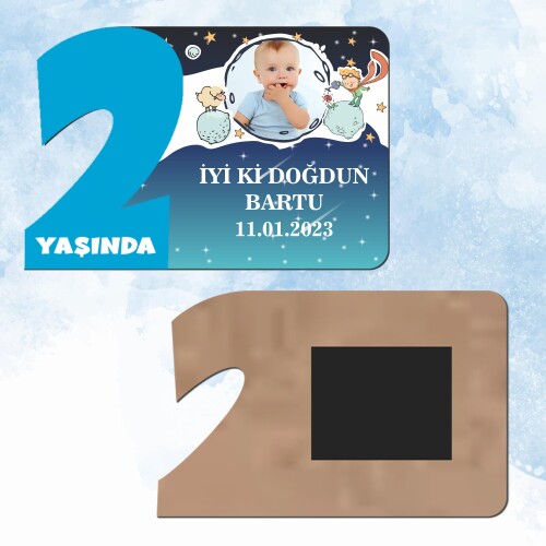 Küçük Prens 2 Yaş Mavi Rakam Ahşap Magnet