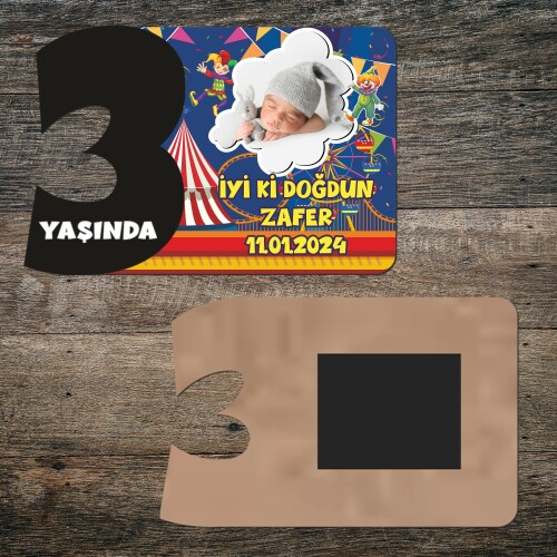 Palyaço Temalı 3 Rakamlı Hatıra Magnet Siyah