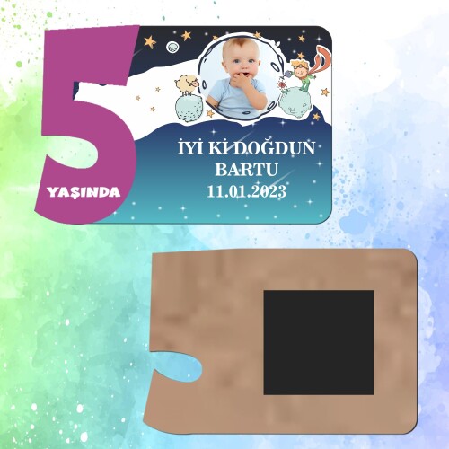 Küçük Prens Mor Rakamlı 5 Yaşında Magnet Ahşap