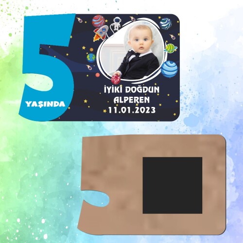 Uzay Temalı 5 Yaşında Erkek Çocuk Magnet Ahşap